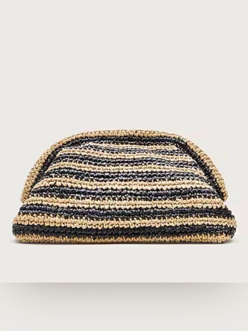 NWT J Crew Portofino Handknotted Clutch in Natural/Blk Stripe